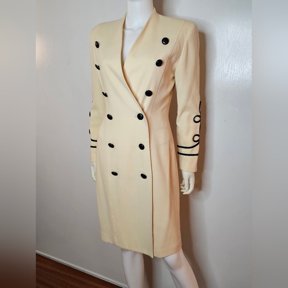 VTG Sandra Ow-Wing For N.R.1 Elegant Cream Double-Breasted Dress Size 40